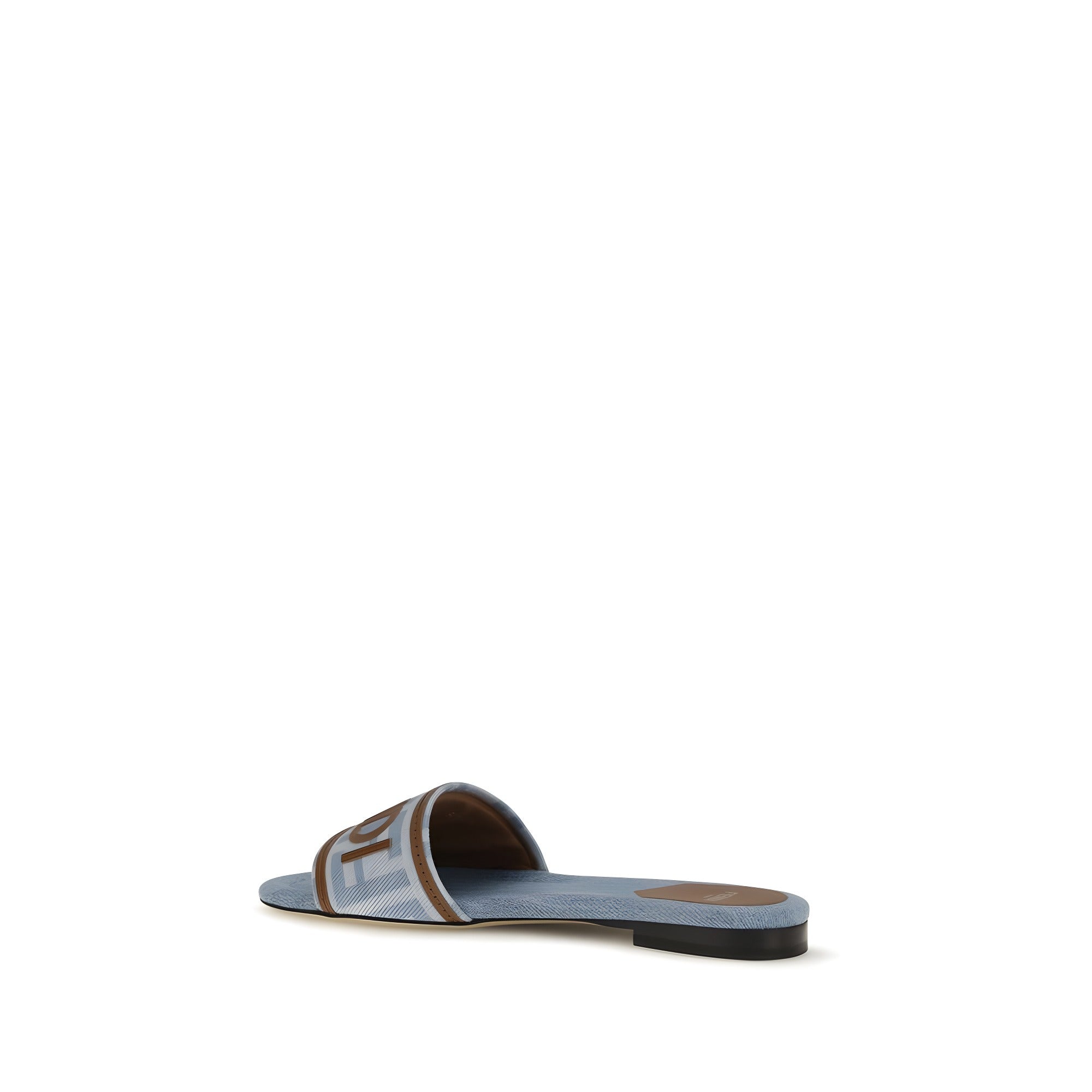 Fendi Blue Cotton Flat Sandals