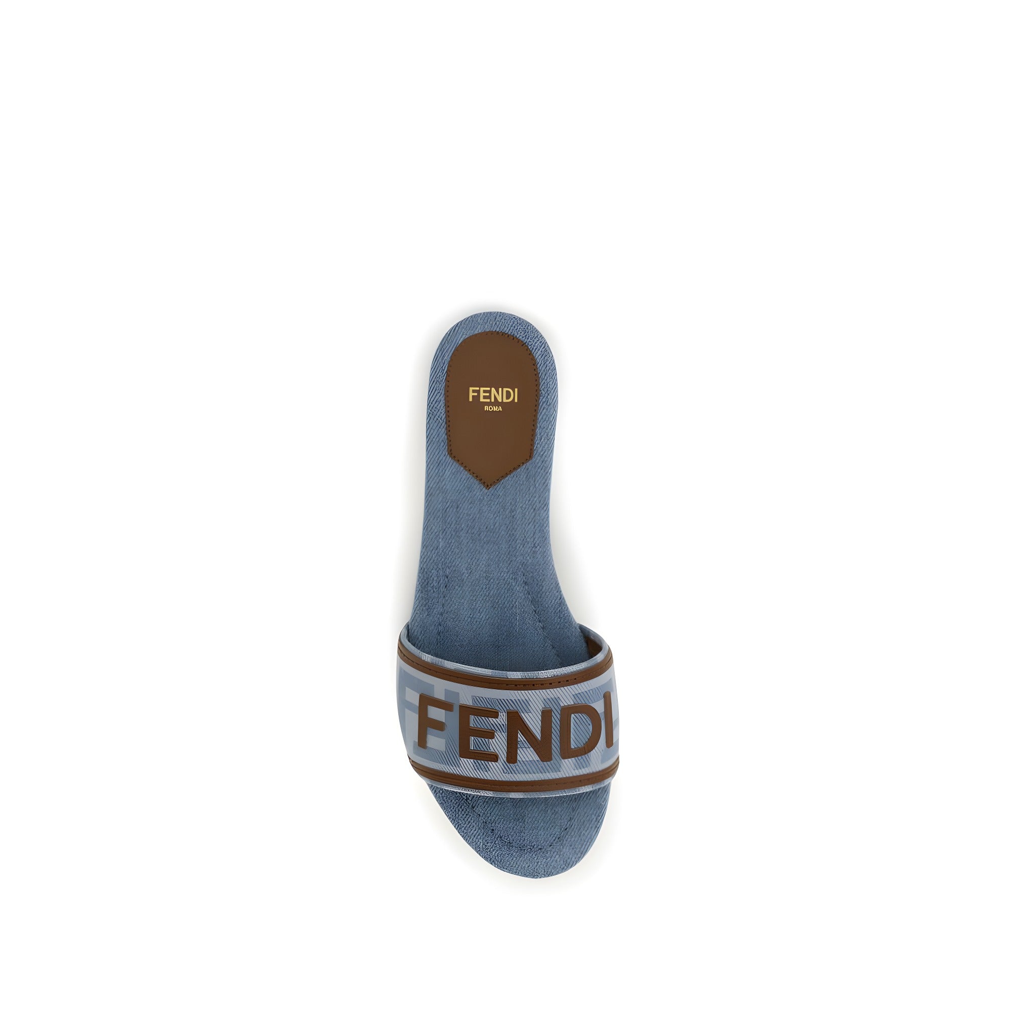 Fendi Blue Cotton Flat Sandals