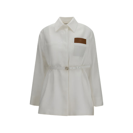 Fendi White Linen Belted Jacket