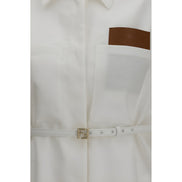 Fendi White Linen Belted Jacket