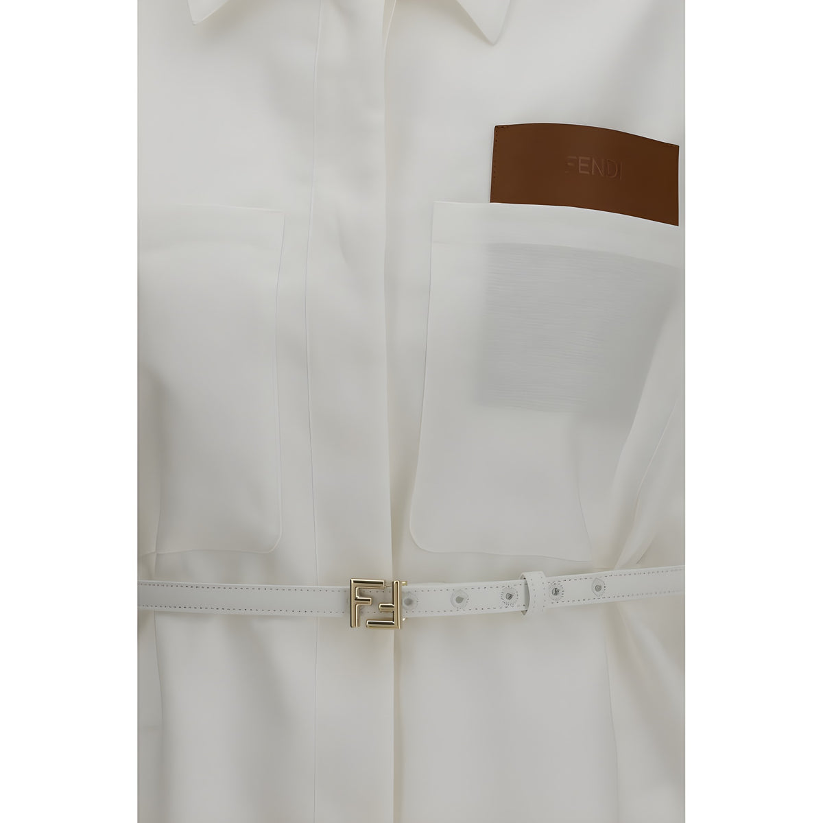 Fendi White Linen Belted Jacket