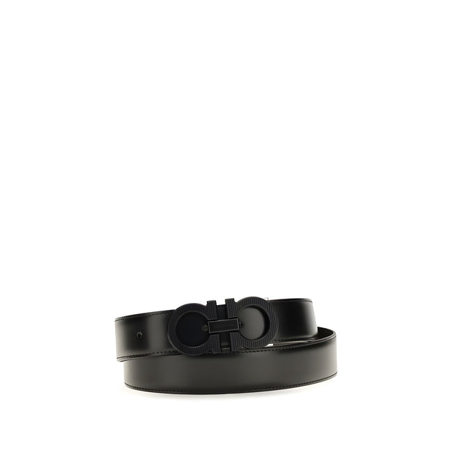 Ferragamo Black Calf Leather Regular Belt