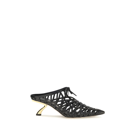Ferragamo Black Calf Leather Mules