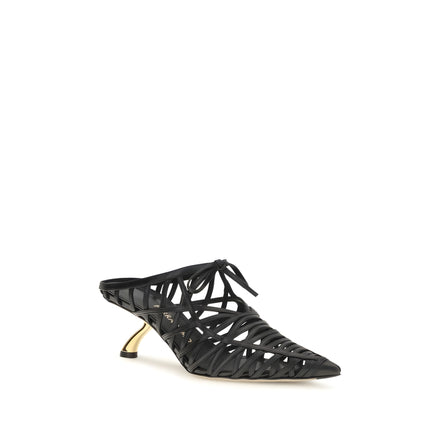 Ferragamo Black Calf Leather Mules