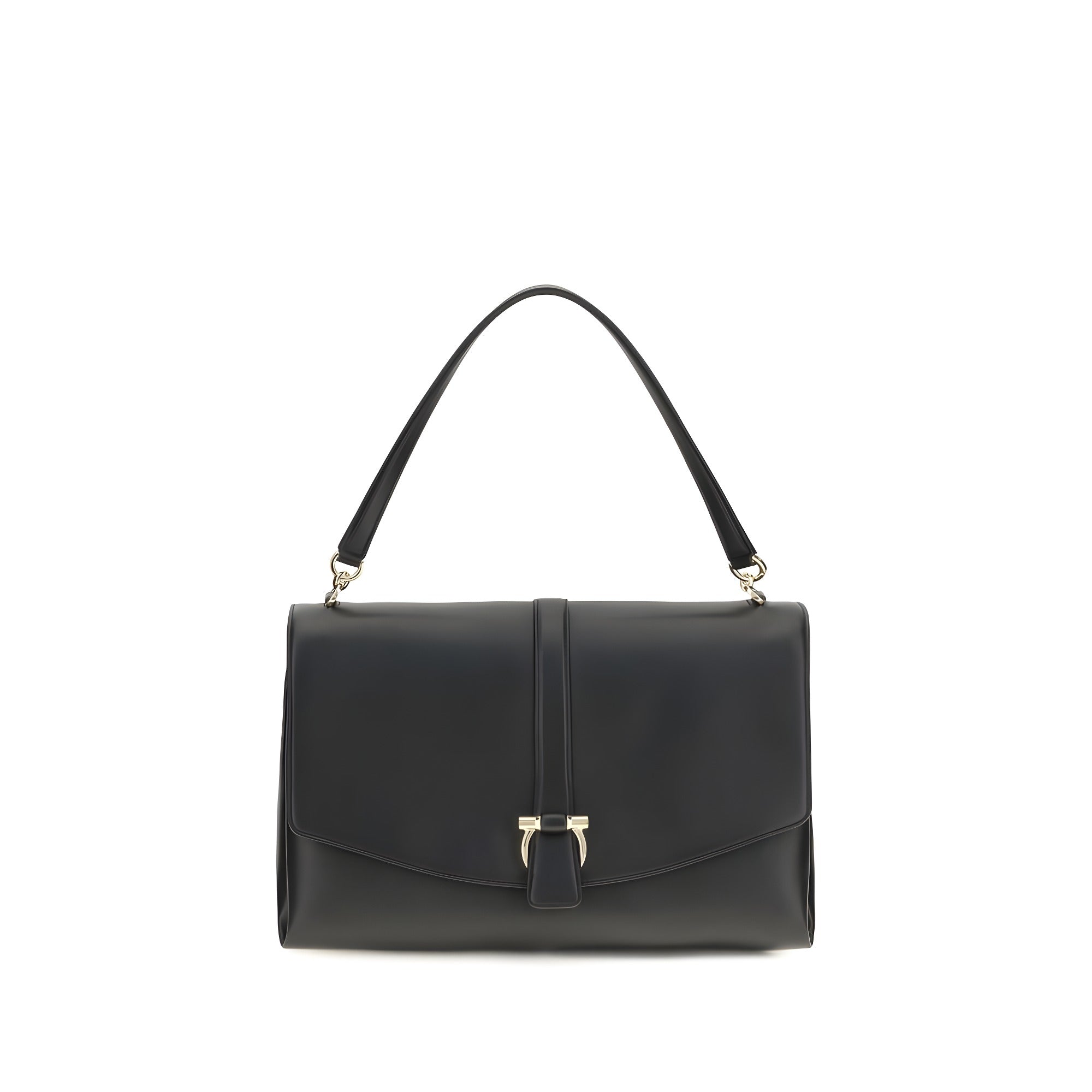 Ferragamo Black Calf Leather Shoulder Bag