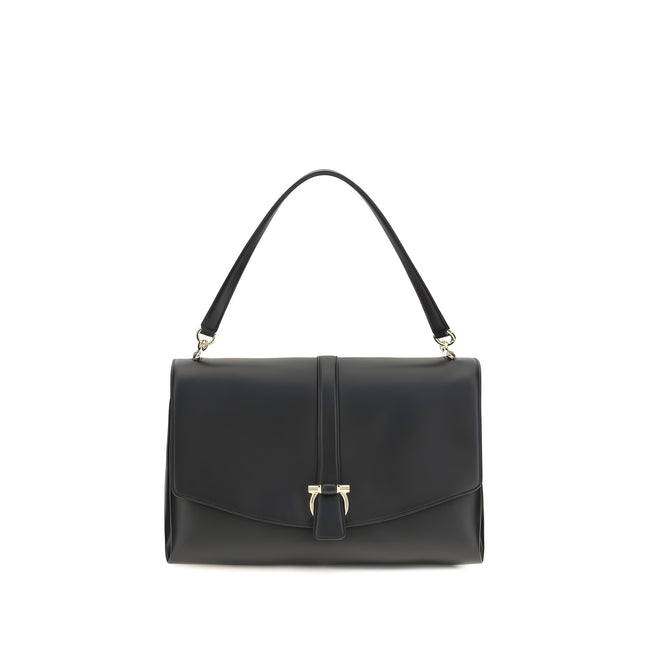 Ferragamo Black Calf Leather Shoulder Bag