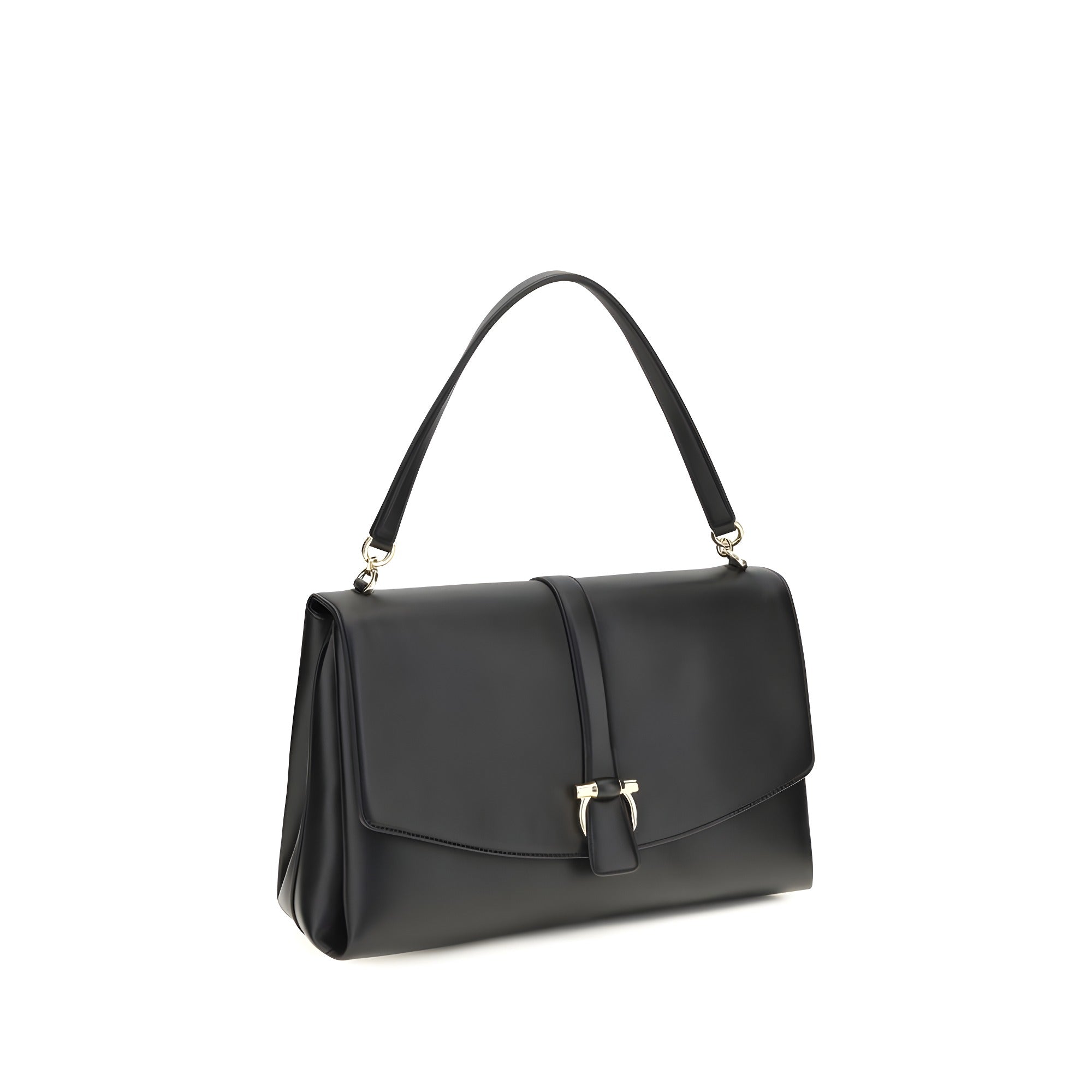 Ferragamo Black Calf Leather Shoulder Bag
