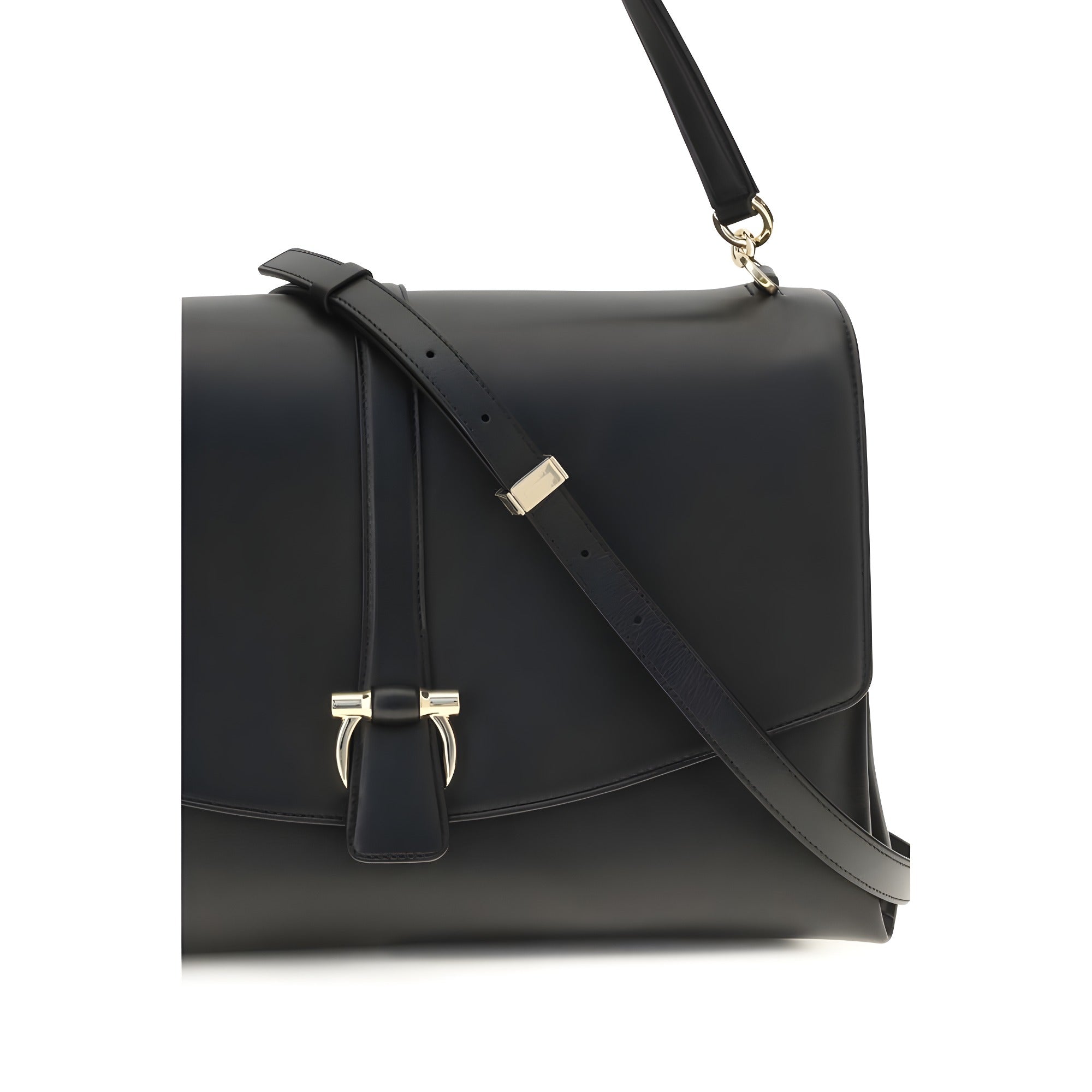Ferragamo Black Calf Leather Shoulder Bag