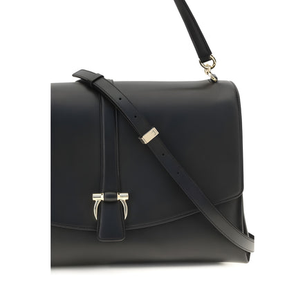 Ferragamo Black Calf Leather Shoulder Bag