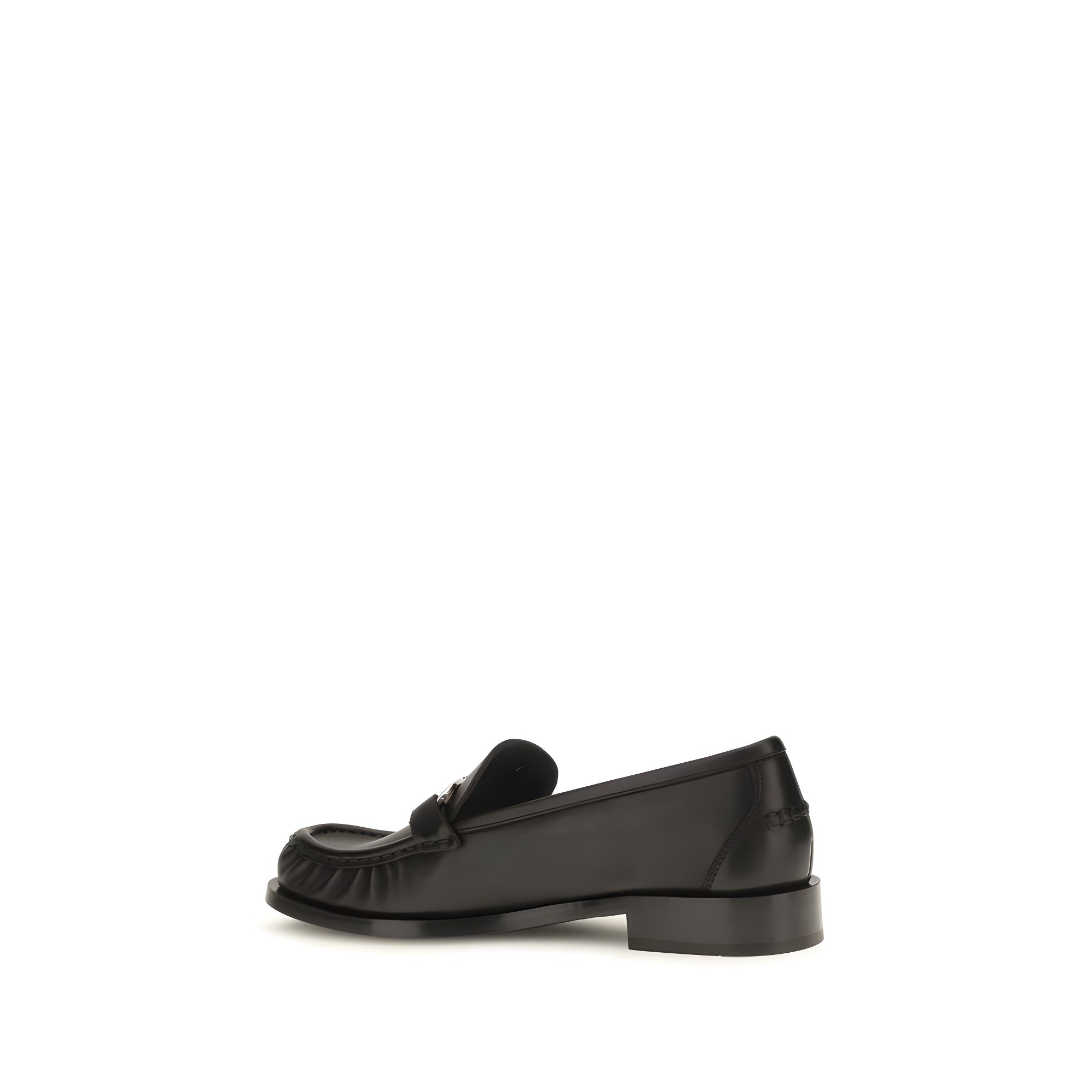 Ferragamo Black Calf Leather Slip-On Loafers
