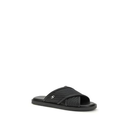 Ferragamo Black Flat Sandals