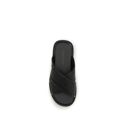 Ferragamo Black Flat Sandals