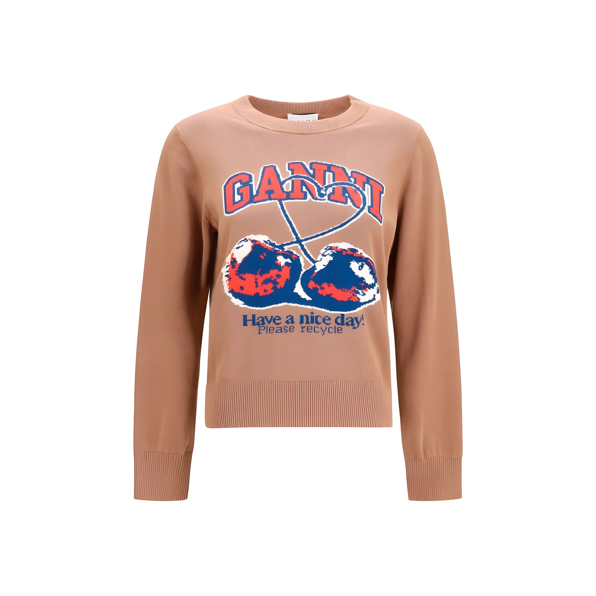 Ganni Beige Cotton Sweatshirt