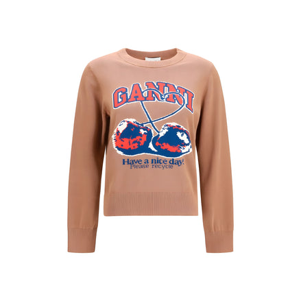 Ganni Beige Cotton Sweatshirt
