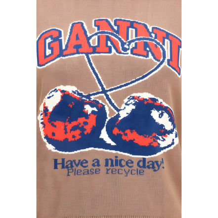 Ganni Beige Cotton Sweatshirt