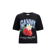 Ganni Black Alpaca Vicugna Pacos T-Shirt