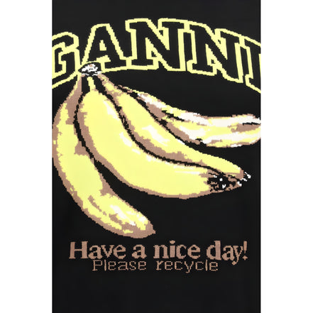 Ganni Black Cotton Sweatshirt