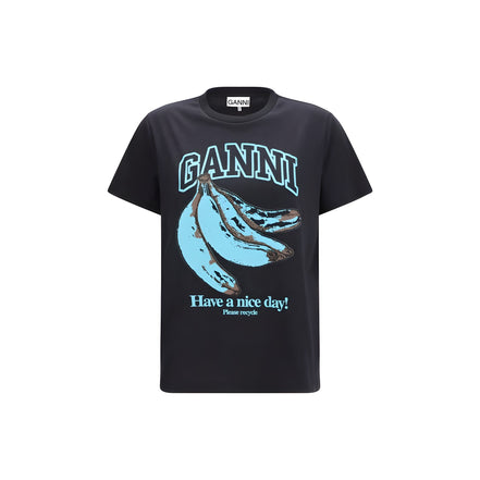 Ganni Black Cotton T-Shirt