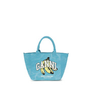 Ganni Blue Recycled Cotton Shoulder Bag