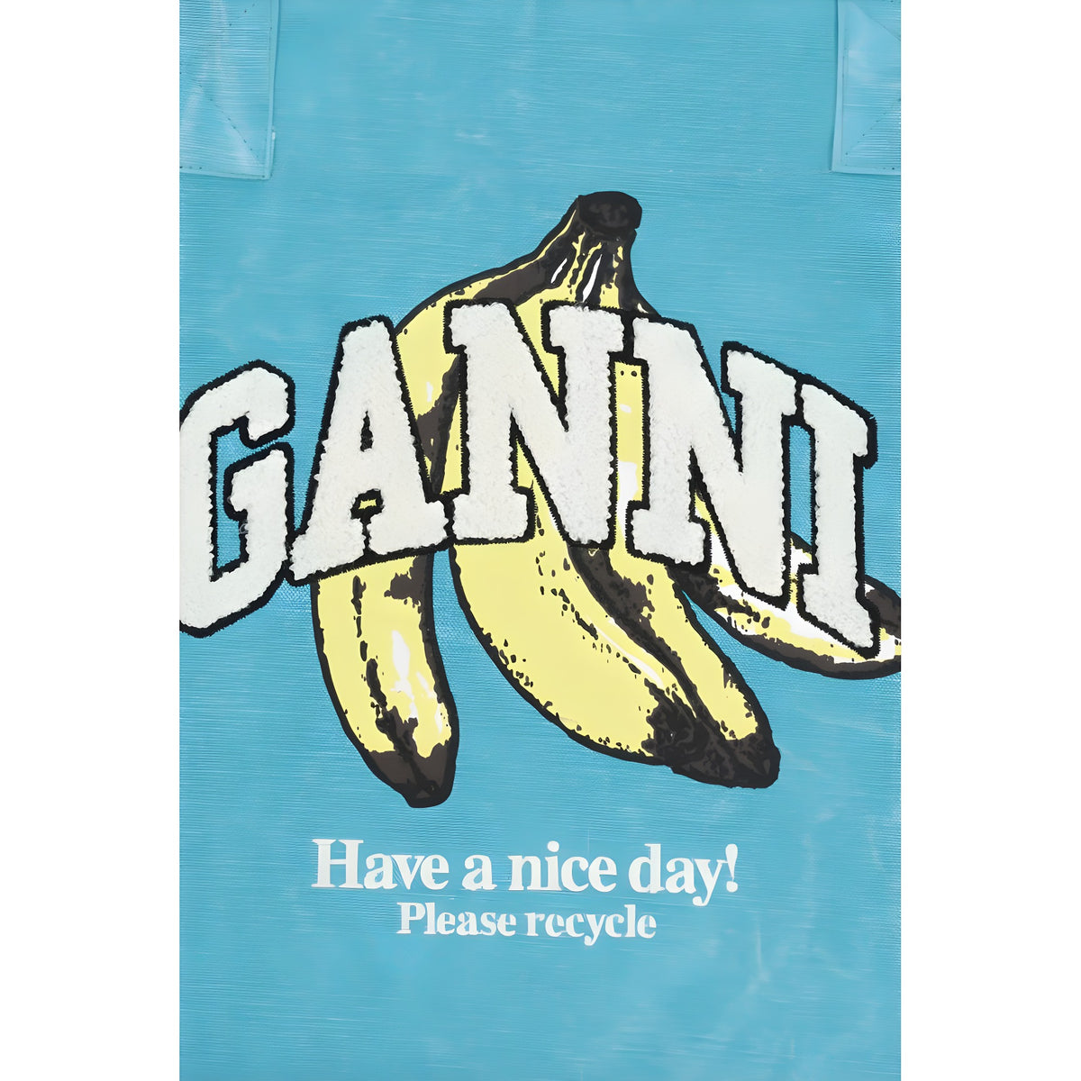 Ganni Blue Recycled Cotton Shoulder Bag