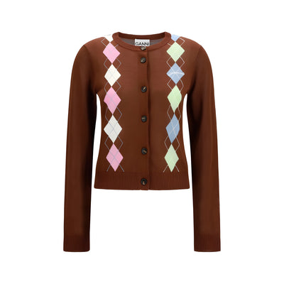 Ganni Brown Cotton Cardigan