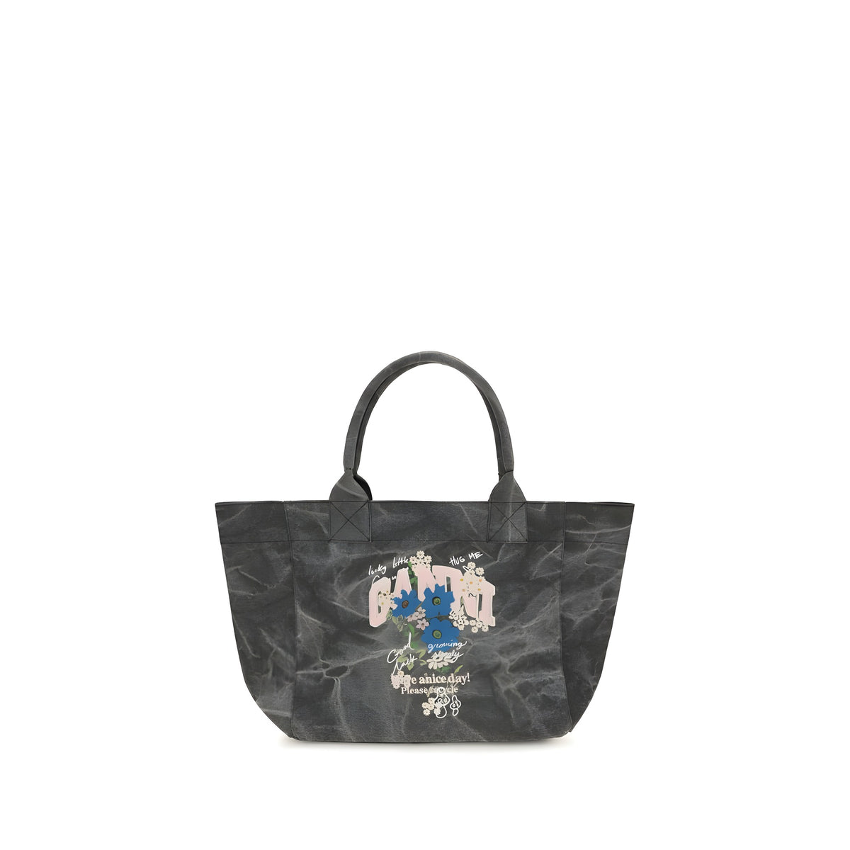 Ganni Gray Cotton Shoulder Bag