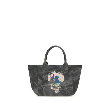 Ganni Gray Cotton Shoulder Bag