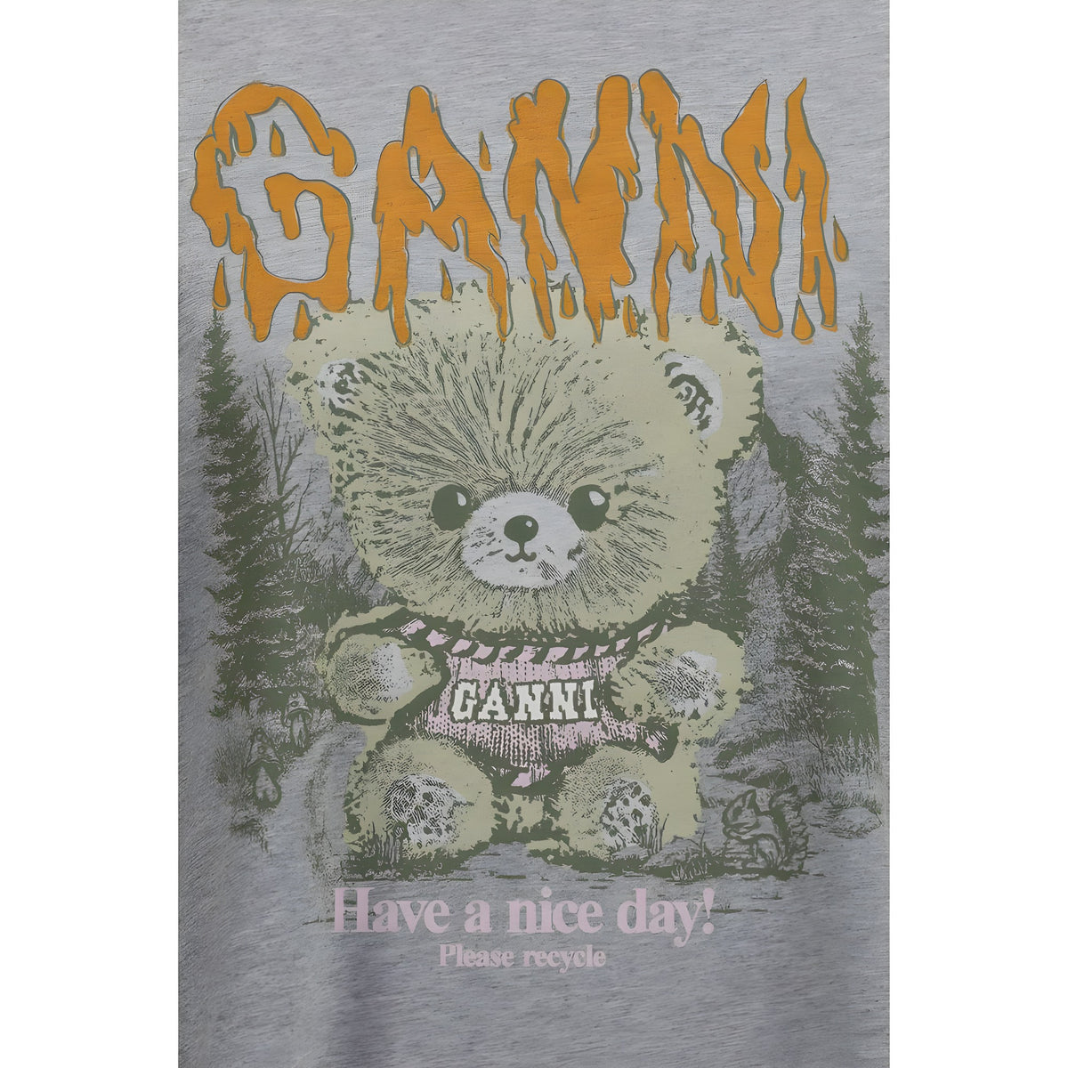 Ganni Gray Cotton T-Shirt