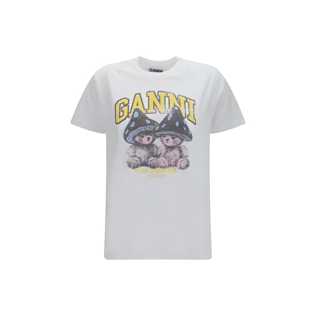 Ganni White Cotton T-Shirt