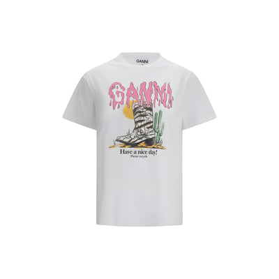 Ganni White Cotton T-Shirt