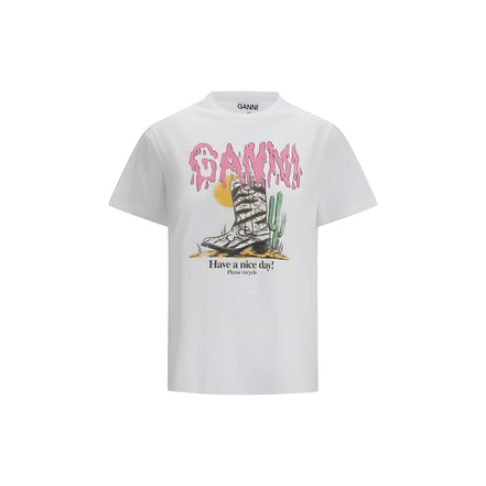 Ganni White Cotton T-Shirt