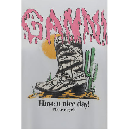 Ganni White Cotton T-Shirt