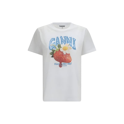 Ganni White Cotton T-Shirt