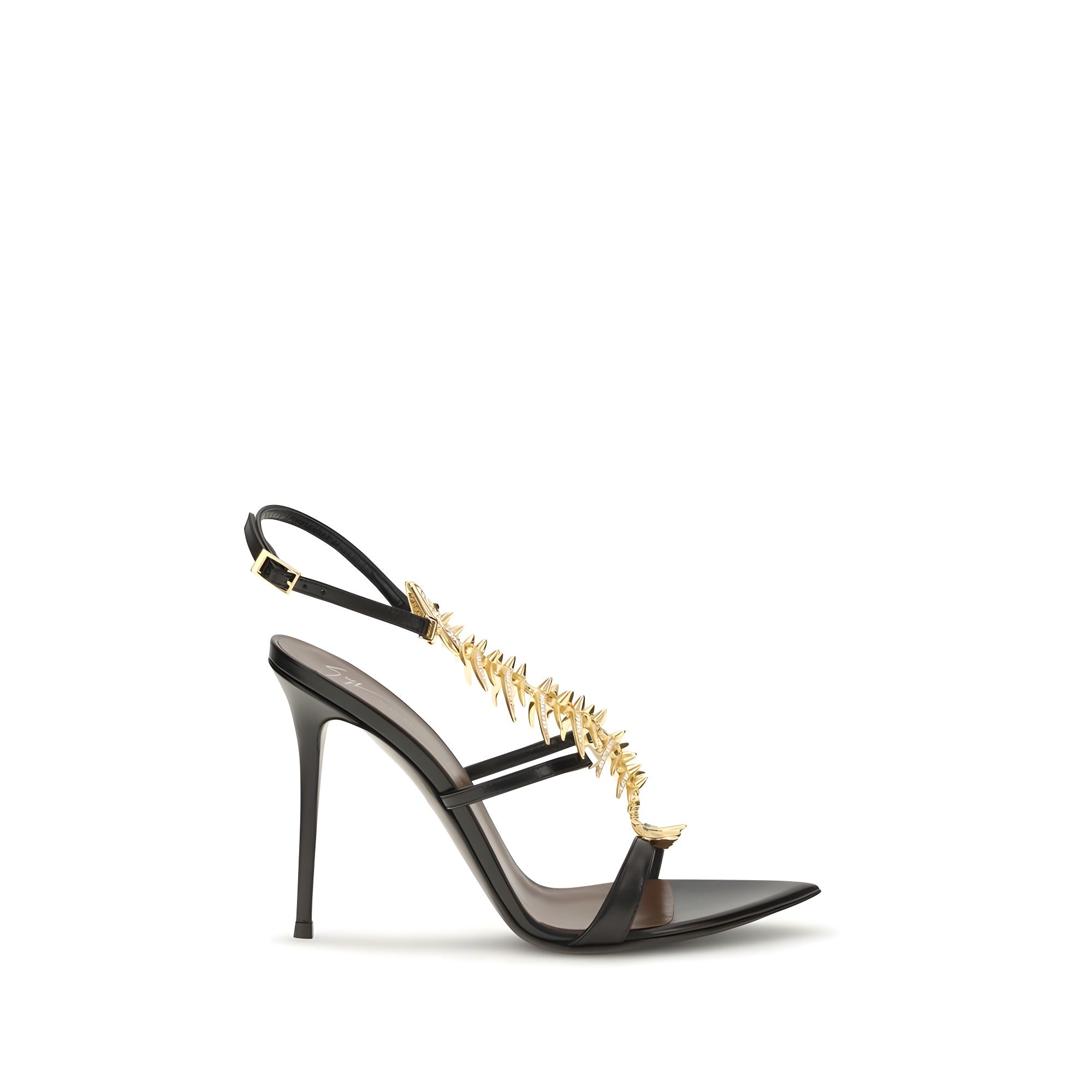 Giuseppe Zanotti Black Calf Leather Stiletto Heel Sandals