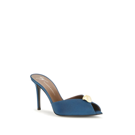 Giuseppe Zanotti Blue Calf Leather Stiletto Heel Sandals