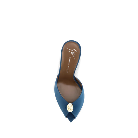 Giuseppe Zanotti Blue Calf Leather Stiletto Heel Sandals