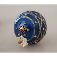 Dolce & Gabbana Gold Brass Blue Christmas Ball Crystal Hook Jewelry Earrings