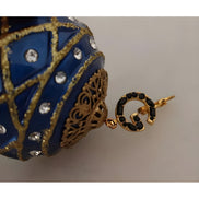 Dolce & Gabbana Gold Brass Blue Christmas Ball Crystal Hook Jewelry Earrings
