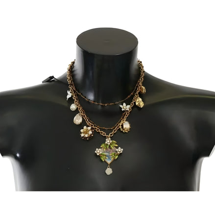Collier Dolce & Gabbana en laiton doré, cristal et breloques florales
