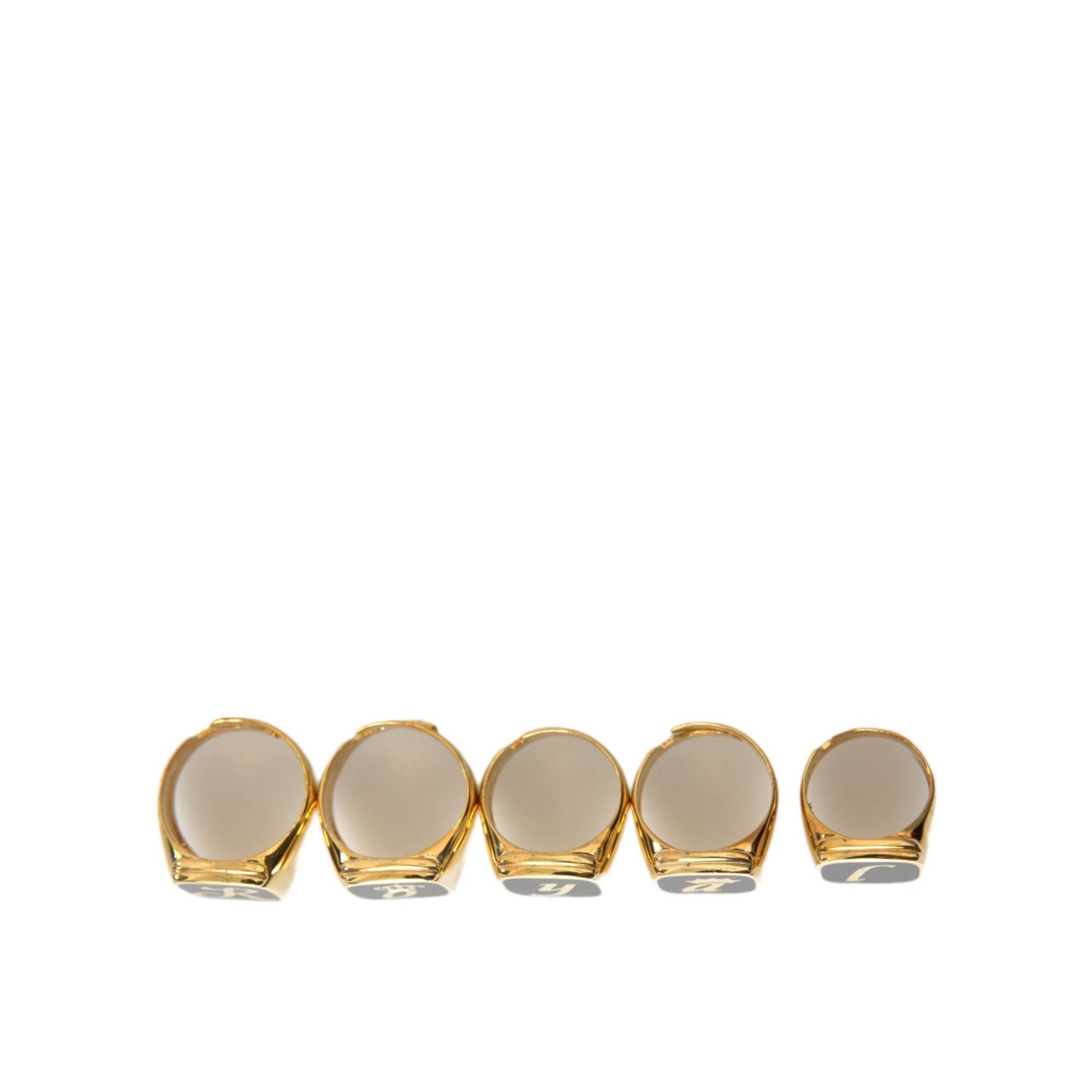 Dolce & Gabbana Gold Brass ROYAL Enamel Set of 5 Ring