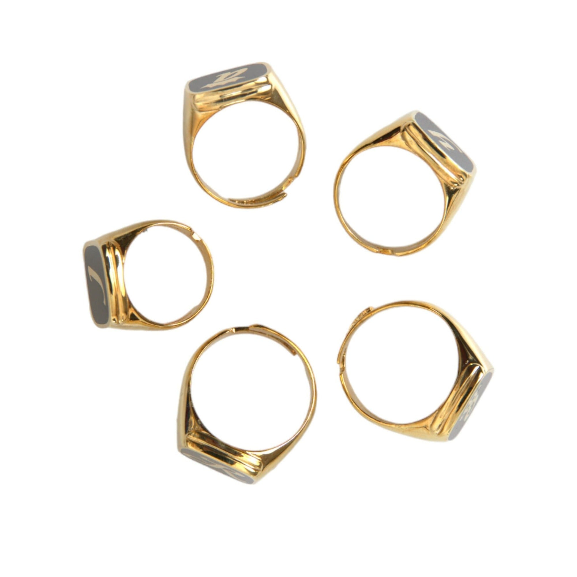 Dolce & Gabbana Gold Brass ROYAL Enamel Set of 5 Ring