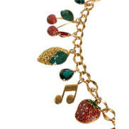 Dolce & Gabbana Gold Tone Brass Fruity Crystal Embellished Waist Chain Belt