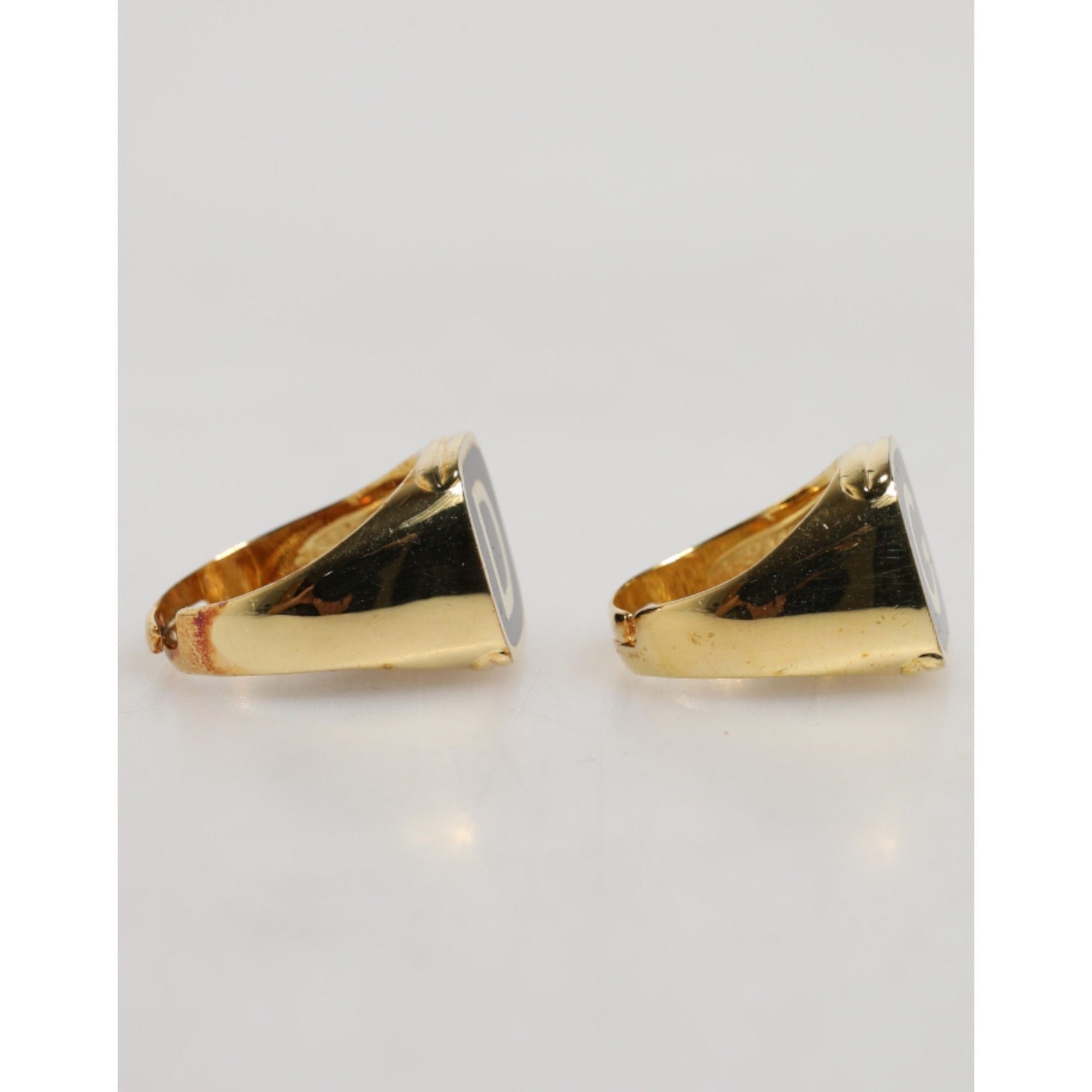 Dolce & Gabbana Gold-Tone Real Brass Black Enamel 