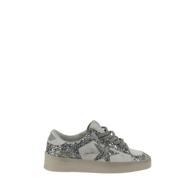 Golden Goose Gray Calf Leather Low Top Sneakers