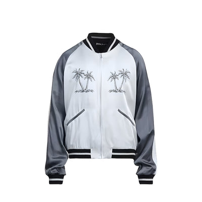 Palm Angels Grey Acetate Bomber Jacket