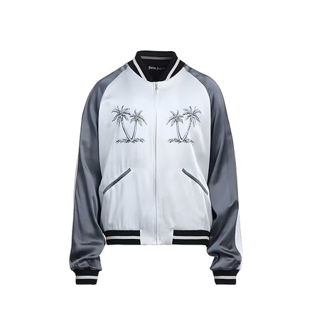 Palm Angels Grey Acetate Bomber Jacket
