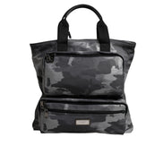 Dolce & Gabbana Grey Camo Cotton Multiple Compartments Tote Bag