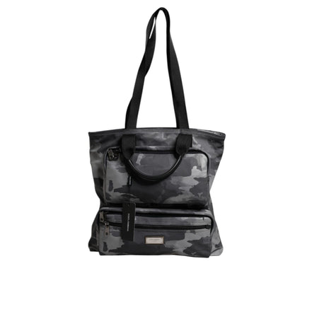 Dolce & Gabbana Grey Camo Cotton Multiple Compartments Tote Bag
