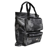 Dolce & Gabbana Grey Camo Cotton Multiple Compartments Tote Bag