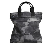 Dolce & Gabbana Grey Camo Cotton Multiple Compartments Tote Bag